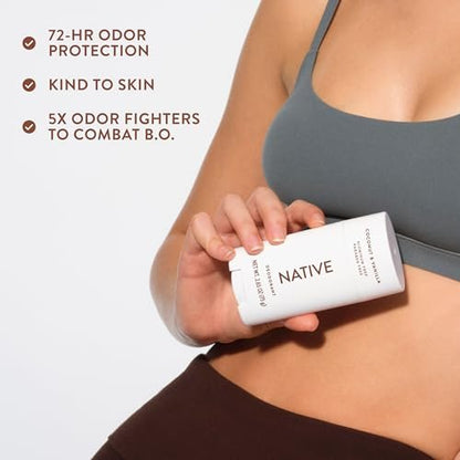 Native Deodorant Coconut & Vanilla, 3-Pack – Aluminum-Free, 72-Hour Odor Control with Naturally Derived Ingredients Avelisse