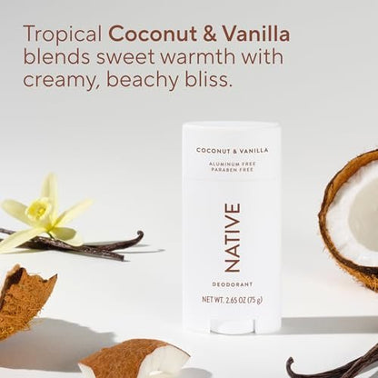 Native Deodorant Coconut & Vanilla, 3-Pack – Aluminum-Free, 72-Hour Odor Control with Naturally Derived Ingredients Avelisse