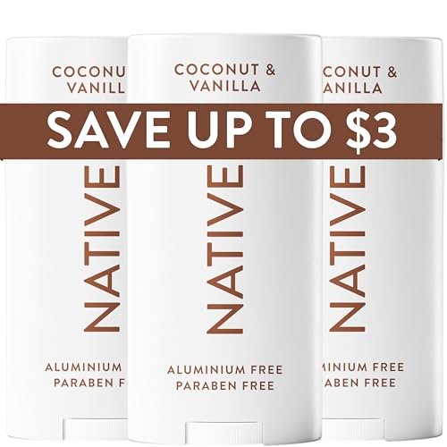 Native Deodorant Coconut & Vanilla, 3-Pack – Aluminum-Free, 72-Hour Odor Control with Naturally Derived Ingredients Avelisse