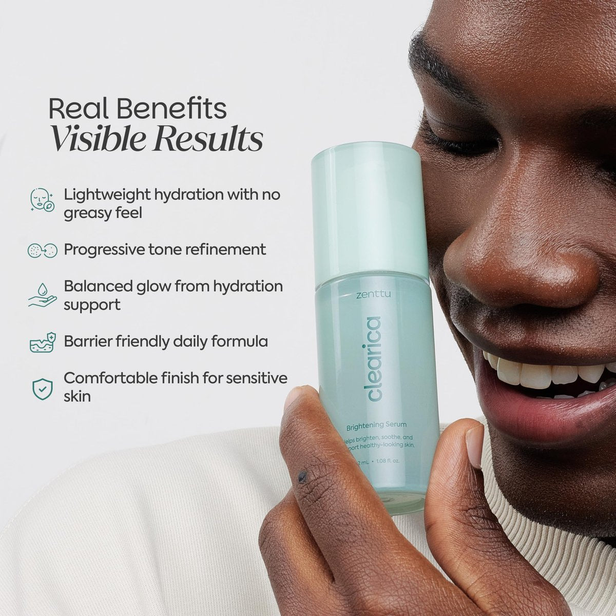 ZENTTU Korean Brightening Serum with Centella Asiatica, Madecassoside and Asiaticoside for Uneven Tone and Dark Spots, Clearica Lightweight Glow Serum Korean | 1.08 fl oz Avelisse