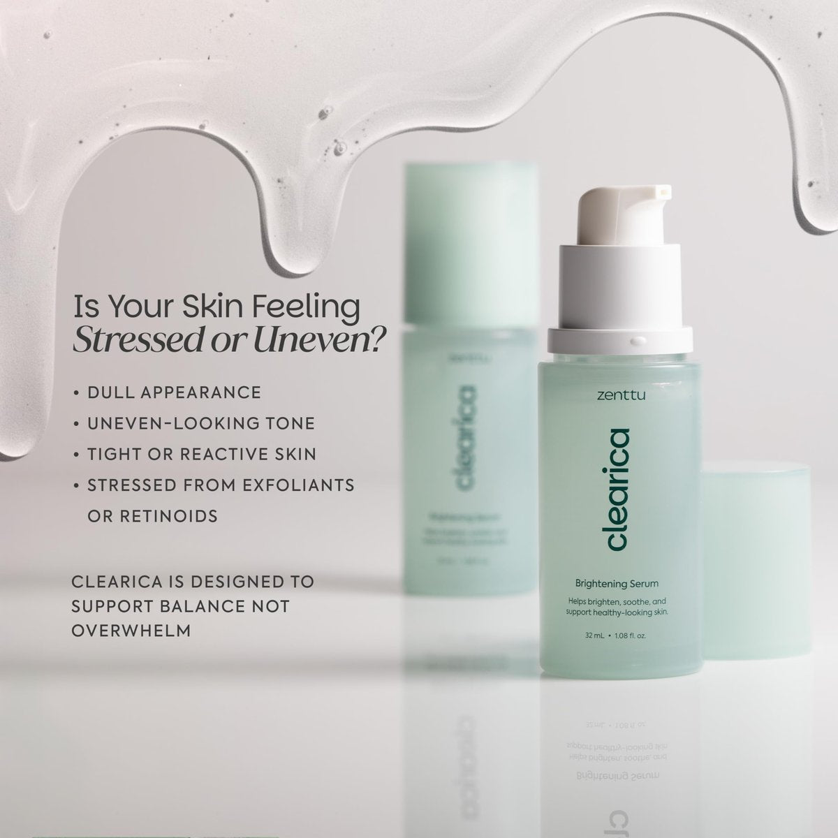 ZENTTU Korean Brightening Serum with Centella Asiatica, Madecassoside and Asiaticoside for Uneven Tone and Dark Spots, Clearica Lightweight Glow Serum Korean | 1.08 fl oz Avelisse