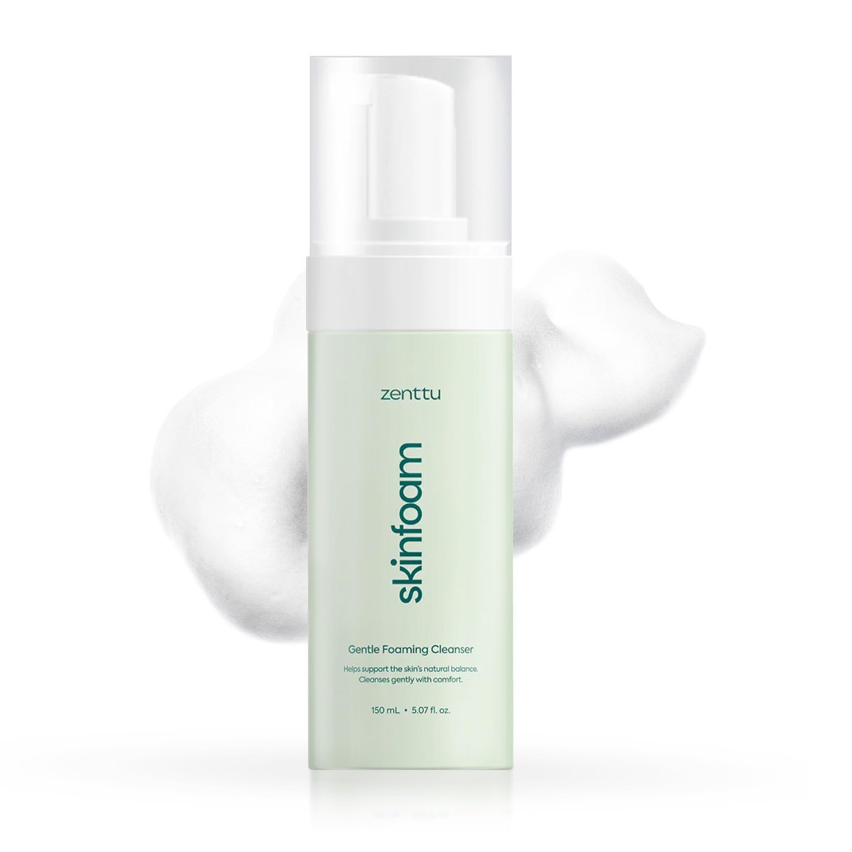 Zenttu Centella Cleansing Foam - Korean Face Wash for Sensitive Skin with Ceramide NP and Panthenol, Gentle Barrier Supporting Foam Cleanser, 5.07 fl oz Avelisse