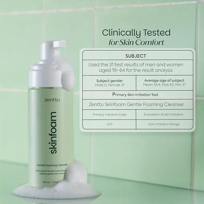 Zenttu Centella Cleansing Foam - Korean Face Wash for Sensitive Skin with Ceramide NP and Panthenol, Gentle Barrier Supporting Foam Cleanser, 5.07 fl oz Avelisse