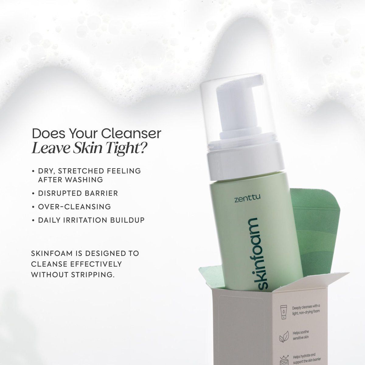 Zenttu Centella Cleansing Foam - Korean Face Wash for Sensitive Skin with Ceramide NP and Panthenol, Gentle Barrier Supporting Foam Cleanser, 5.07 fl oz Avelisse