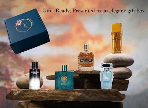 Signature Scent 5-Piece Men's Fragrance Gift Set – Woody, Spicy & Citrus Cologne Collection – Salvang, Billion, Vigorous, Valiant & Robot – Long Lasting Travel Size (30ml Each) Avelisse