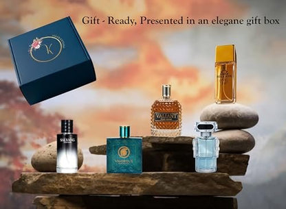 Signature Scent 5-Piece Men's Fragrance Gift Set – Woody, Spicy & Citrus Cologne Collection – Salvang, Billion, Vigorous, Valiant & Robot – Long Lasting Travel Size (30ml Each) Avelisse