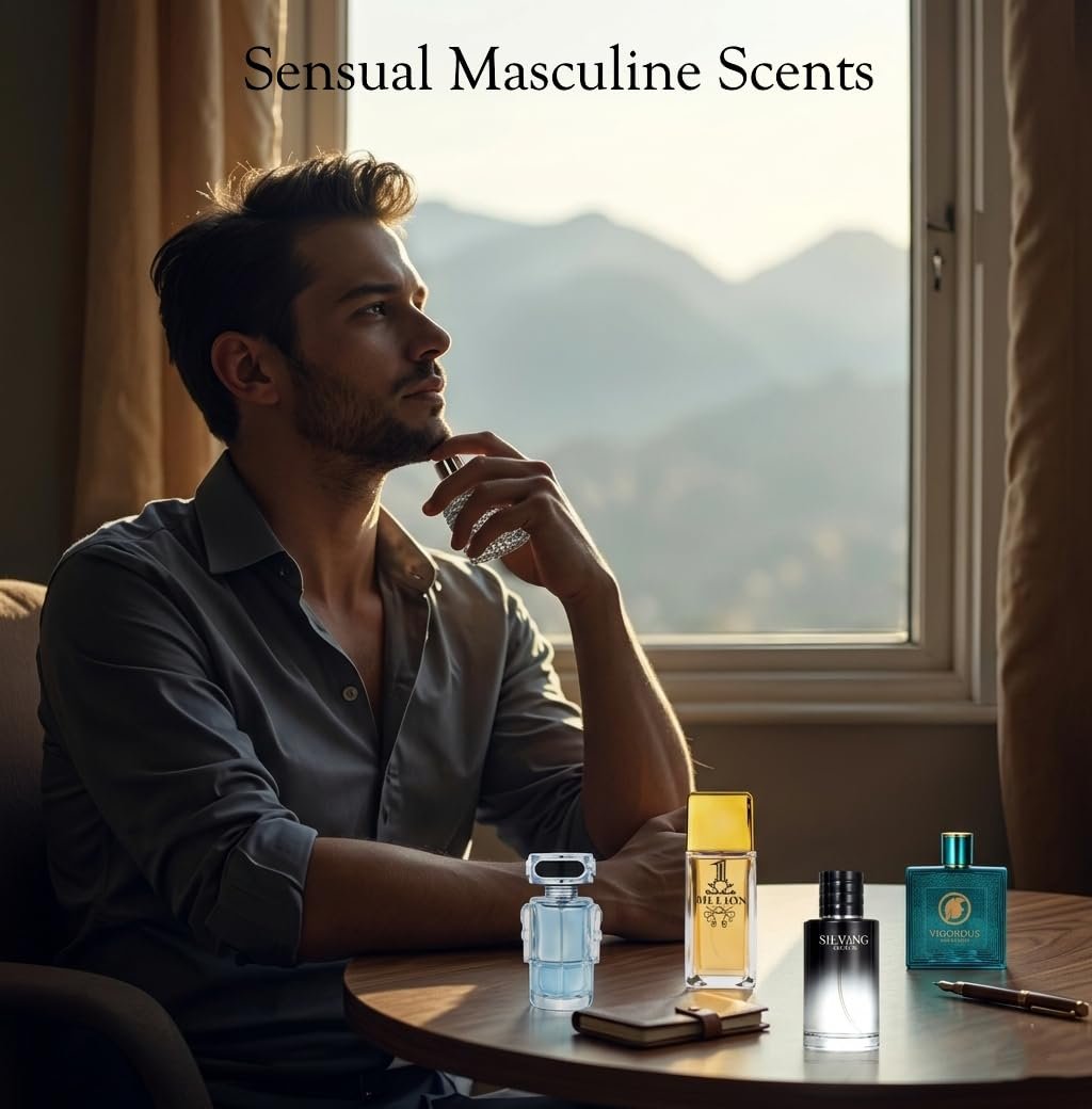 Signature Scent 5-Piece Men's Fragrance Gift Set – Woody, Spicy & Citrus Cologne Collection – Salvang, Billion, Vigorous, Valiant & Robot – Long Lasting Travel Size (30ml Each) Avelisse