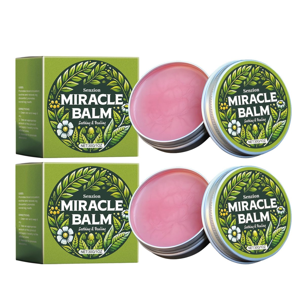 Senzion Miracle Balm Natural Ingredients for Back, Hands, Feet and Body – 2 Pack Avelisse