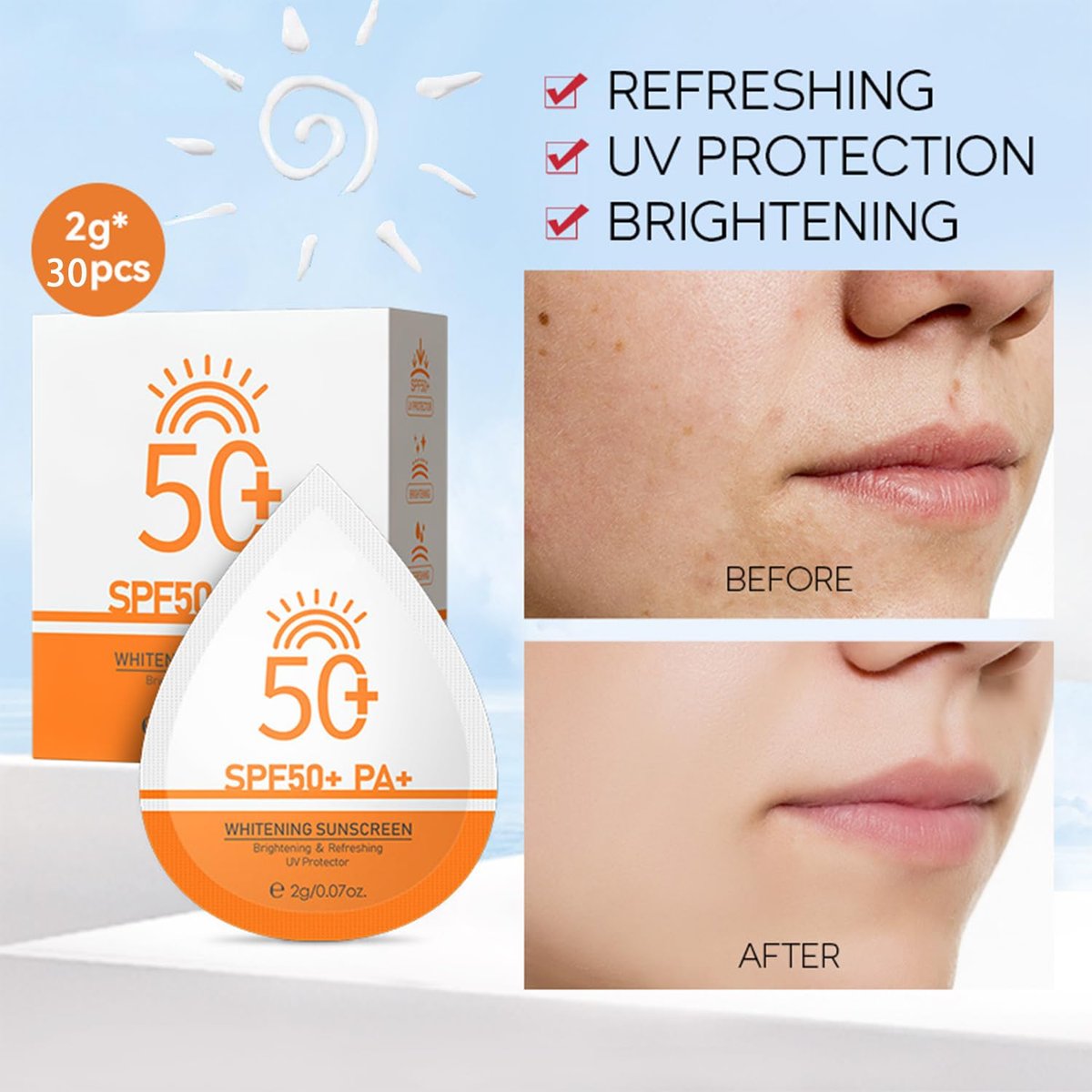 Mini Sunscreen Bulk 30 Pack - SPF 50+ Travel Size Sunscreen for Face & Body, Waterproof & Non-Greasy, Perfect for Party Favors, Beach Must Haves & Thank You Gifts - görsel 9