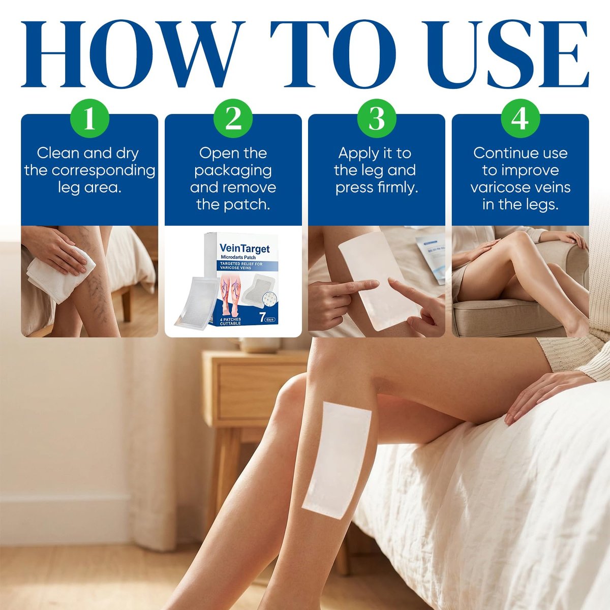 Vein Target Microdarts Patch - Professional Varicose Veins for Legs Patch with Natural Ingredients, 2 Pack Avelisse