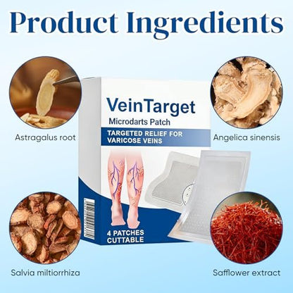 Vein Target Microdarts Patch - Professional Varicose Veins for Legs Patch with Natural Ingredients, 2 Pack Avelisse
