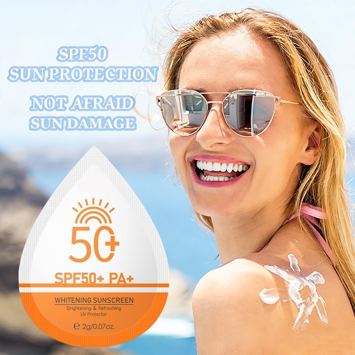 30 Pcs Mini Sunscreen SPF 50+ Travel Size Packets – Bulk Sunscreen for Face & Body, Lightweight, Non-Greasy, Water-Resistant Party Favors for Women & Girls - görsel 3