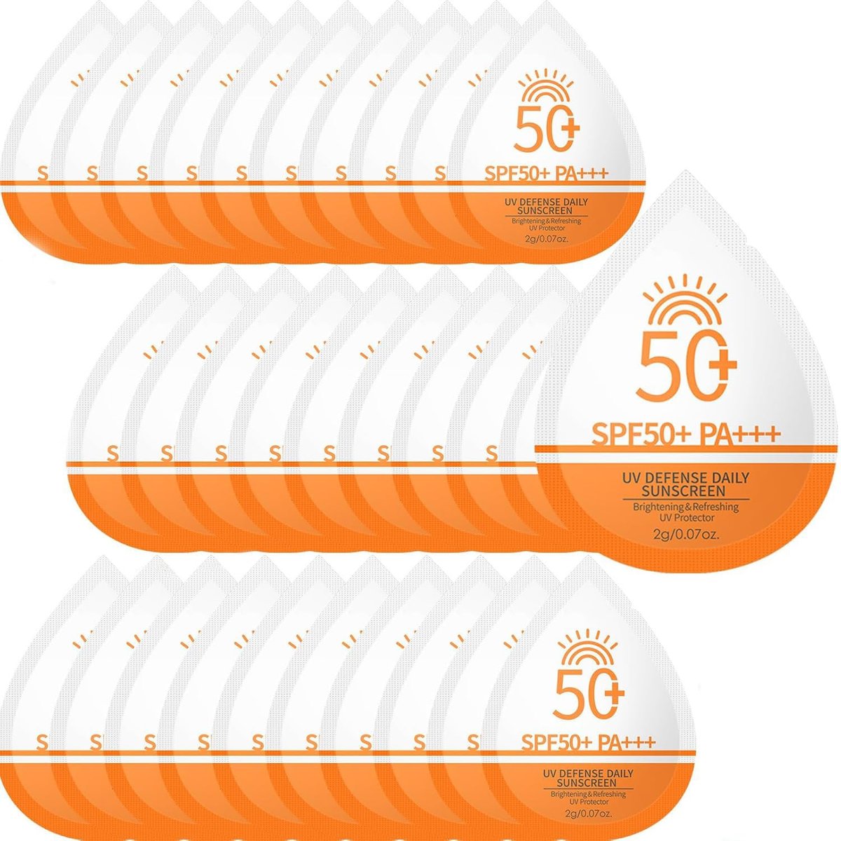 30 Pcs Mini Sunscreen SPF 50+ Travel Size Packets – Bulk Sunscreen for Face & Body, Lightweight, Non-Greasy, Water-Resistant Party Favors for Women & Girls - görsel 1
