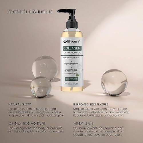 Elycura Collagen Lifting Body Oil – Firming & Tightening Oil for All Skin Types, 3.38 Fl Oz Avelisse