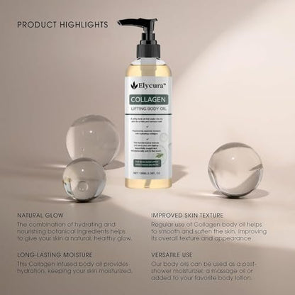 Elycura Collagen Lifting Body Oil – Firming & Tightening Oil for All Skin Types, 3.38 Fl Oz Avelisse
