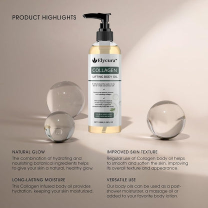 Elycura Collagen Lifting Body Oil – Firming & Tightening Oil for All Skin Types, 3.38 Fl Oz Avelisse