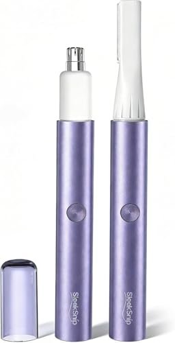 SleekSnip Nose & Eyebrow Hair Trimmer for Women – Rechargeable Facial Hair Shaver for Face, Nose, and Eyebrows (Purple) Avelisse