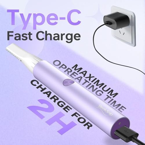 SleekSnip Nose & Eyebrow Hair Trimmer for Women – Rechargeable Facial Hair Shaver for Face, Nose, and Eyebrows (Purple) Avelisse