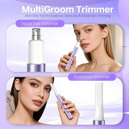 SleekSnip Nose & Eyebrow Hair Trimmer for Women – Rechargeable Facial Hair Shaver for Face, Nose, and Eyebrows (Purple) Avelisse