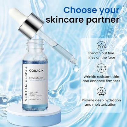 GHK-Cu Copper Peptide Facial Serum with Collagen & Hyaluronic Acid – Anti-Aging, Anti-Wrinkle & Firming Serum – 0.98 Fl Oz