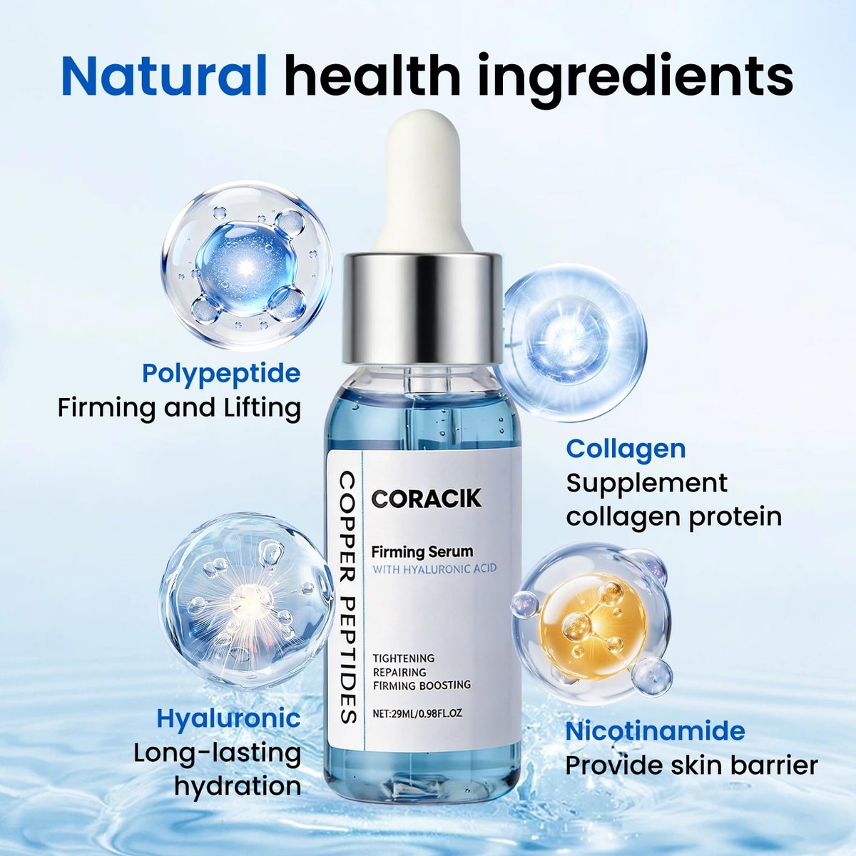 GHK-Cu Copper Peptide Facial Serum with Collagen & Hyaluronic Acid – Anti-Aging, Anti-Wrinkle & Firming Serum – 0.98 Fl Oz - görsel 5