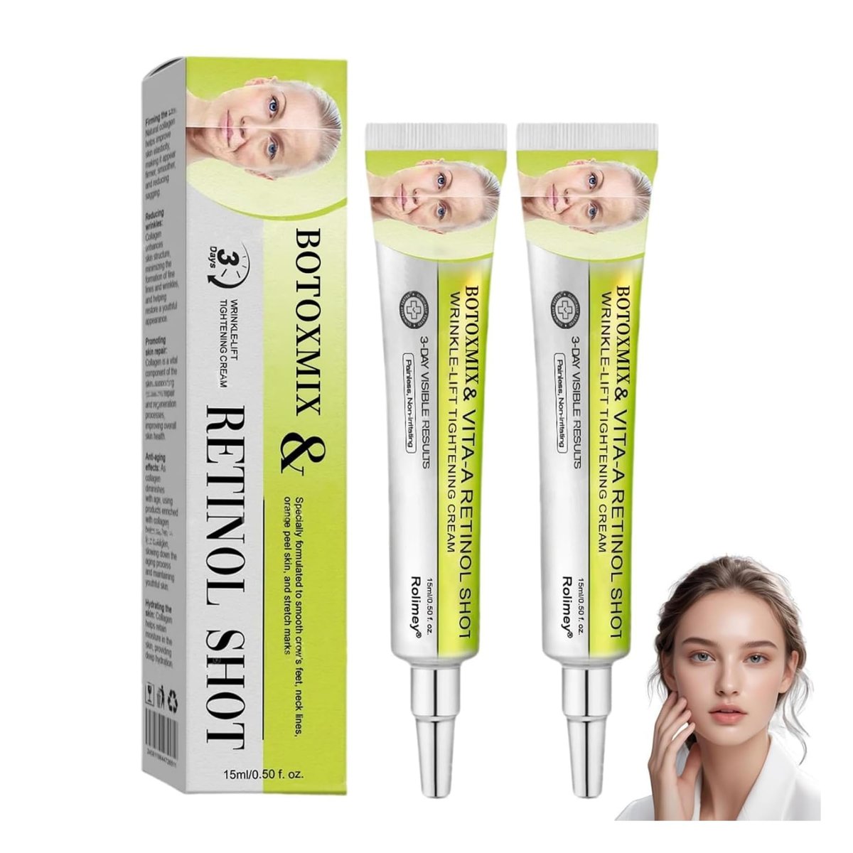 FILWY Botoxmix & Vita-A Retinol Shot Wrinkle-Lift Tightening Cream – Advanced Retinol Body Lotion, Natural Anti-Wrinkle Cream, Pore Minimizer for All Skin Types (2-Pack) Avelisse