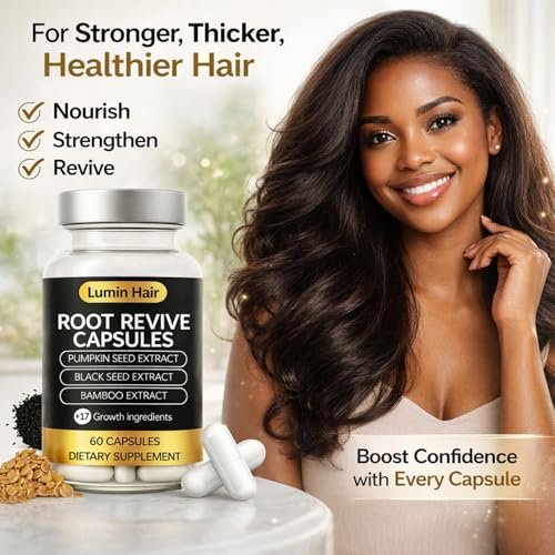Lumin Hair Root Revive Capsules for Women with Thinning Hair - Daily Hair Nourishment with Black Seed Extract, Biotin, Bamboo Extract & Saw Palmetto - Supports Hair Growth & Strength, 60 Count Avelisse