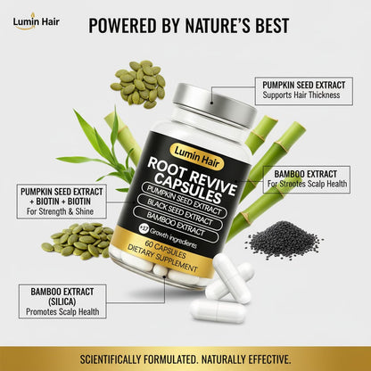 Lumin Hair Root Revive Capsules for Women with Thinning Hair - Daily Hair Nourishment with Black Seed Extract, Biotin, Bamboo Extract & Saw Palmetto - Supports Hair Growth & Strength, 60 Count Avelisse