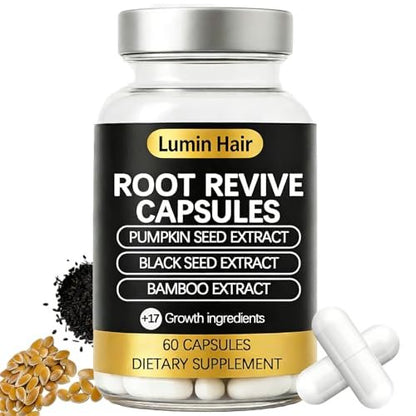 Lumin Hair Root Revive Capsules for Women with Thinning Hair - Daily Hair Nourishment with Black Seed Extract, Biotin, Bamboo Extract & Saw Palmetto - Supports Hair Growth & Strength, 60 Count Avelisse