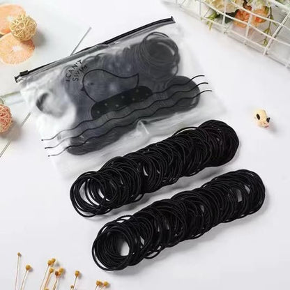 120 Pieces Black Hair Ties for Thick and Curly Hair – Strong Hold, No Damage Ponytail Holders for Women or Men (4 mm)