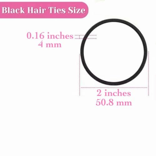 120 Pieces Black Hair Ties for Thick and Curly Hair – Strong Hold, No Damage Ponytail Holders for Women or Men (4 mm) - görsel 5