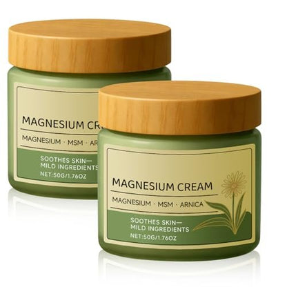 rexibuz 2Pcs Magnesium Cream with MSM & Arnica - Fast-Absorbing, Non-Greasy Hydrating Lotion for Skin Soothing, 1.76 oz Each Avelisse