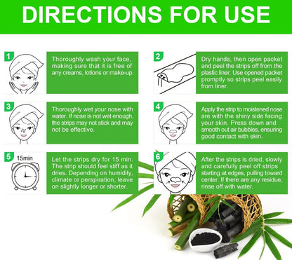 Ruduwu Natural Charcoal Pore Strips for Blackheads - 80 Count Nose Strips for All Skin Types