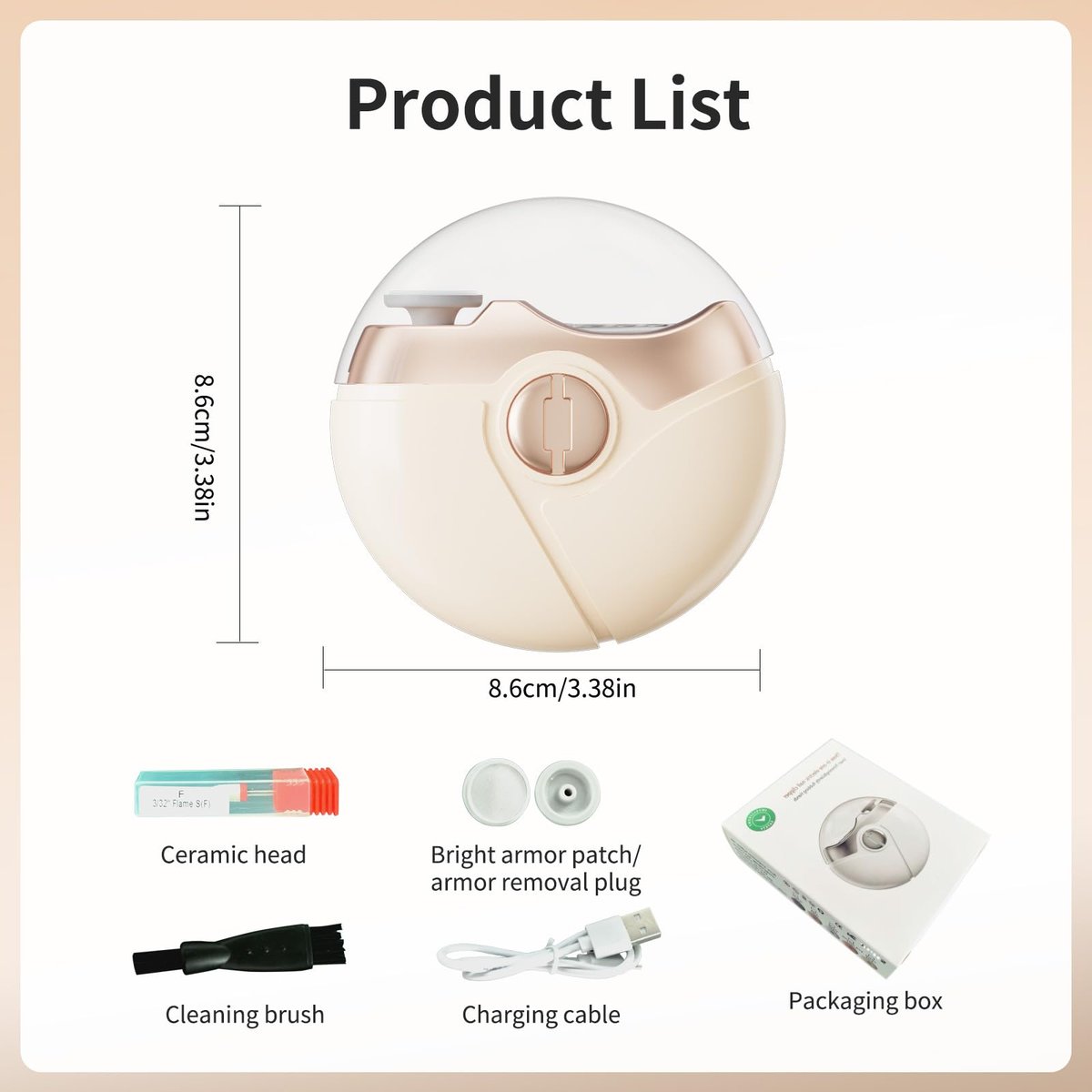 Kiwtreby Electric Nail Clipper - 3-in-1 Automatic Nail Trimmer for Seniors, Adults & Baby – Beige Avelisse