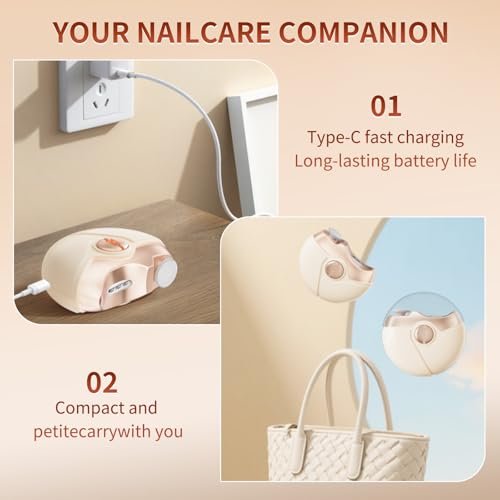 Kiwtreby Electric Nail Clipper - 3-in-1 Automatic Nail Trimmer for Seniors, Adults & Baby – Beige Avelisse
