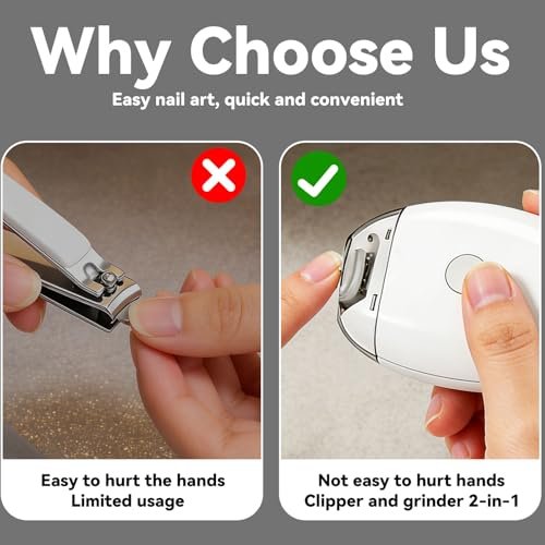 Electric Nail Clipper - Automatic Nail Trimmer with LED Light, 3-Speed Quiet Grinder, USB Rechargeable for Seniors, Adults, Kids - görsel 6