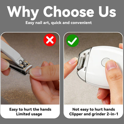 Electric Nail Clipper - Automatic Nail Trimmer with LED Light, 3-Speed Quiet Grinder, USB Rechargeable for Seniors, Adults, Kids