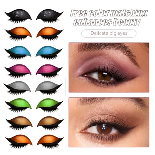 8 Piece Lazy Eyeshadow & Eyelash Stickers – Reusable Waterproof 2-in-1 Makeup for All Eye Shapes, Easy False Lash Application Avelisse