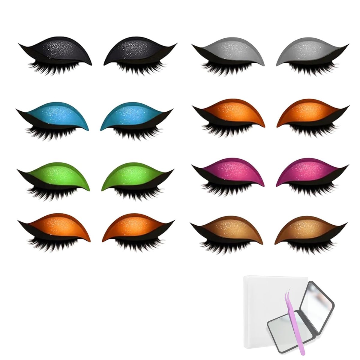 8 Piece Lazy Eyeshadow & Eyelash Stickers – Reusable Waterproof 2-in-1 Makeup for All Eye Shapes, Easy False Lash Application Avelisse