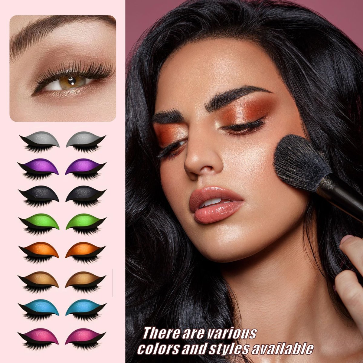 8 Piece Lazy Eyeshadow & Eyelash Stickers – Reusable Waterproof 2-in-1 Makeup for All Eye Shapes, Easy False Lash Application Avelisse