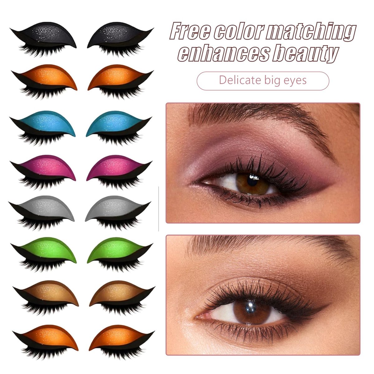 8 Piece Lazy Eyeshadow & Eyelash Stickers – Reusable Waterproof 2-in-1 Makeup for All Eye Shapes, Easy False Lash Application Avelisse