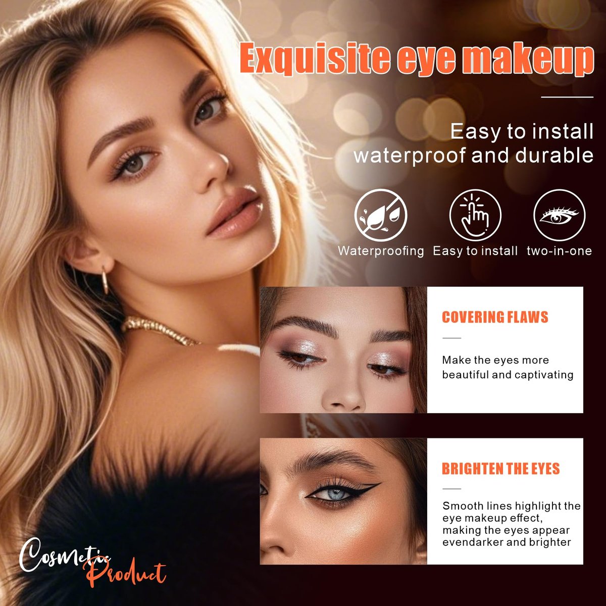 8 Piece Lazy Eyeshadow & Eyelash Stickers – Reusable Waterproof 2-in-1 Makeup for All Eye Shapes, Easy False Lash Application Avelisse