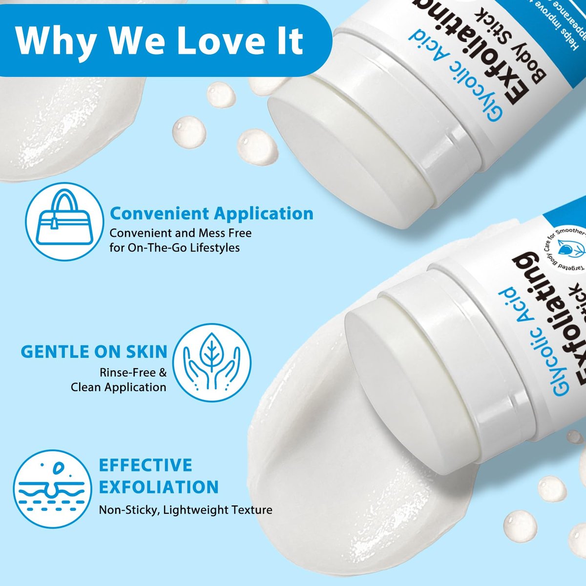7% Glycolic Acid Exfoliating Body Stick – Smooth Elbows, Knees & Bikini Line – Gentle Daily Exfoliator for Rough Texture, Paraben-Free, 75g - görsel 11