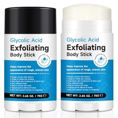 7% Glycolic Acid Exfoliating Body Stick – Smooth Elbows, Knees & Bikini Line – Gentle Daily Exfoliator for Rough Texture, Paraben-Free, 75g