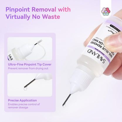SAVILAND Pinpoint Nail Glue Remover for Press On Nails - Gentle Acetone-Free Remover, 0.68 Fl Oz