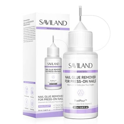 SAVILAND Pinpoint Nail Glue Remover for Press On Nails - Gentle Acetone-Free Remover, 0.68 Fl Oz