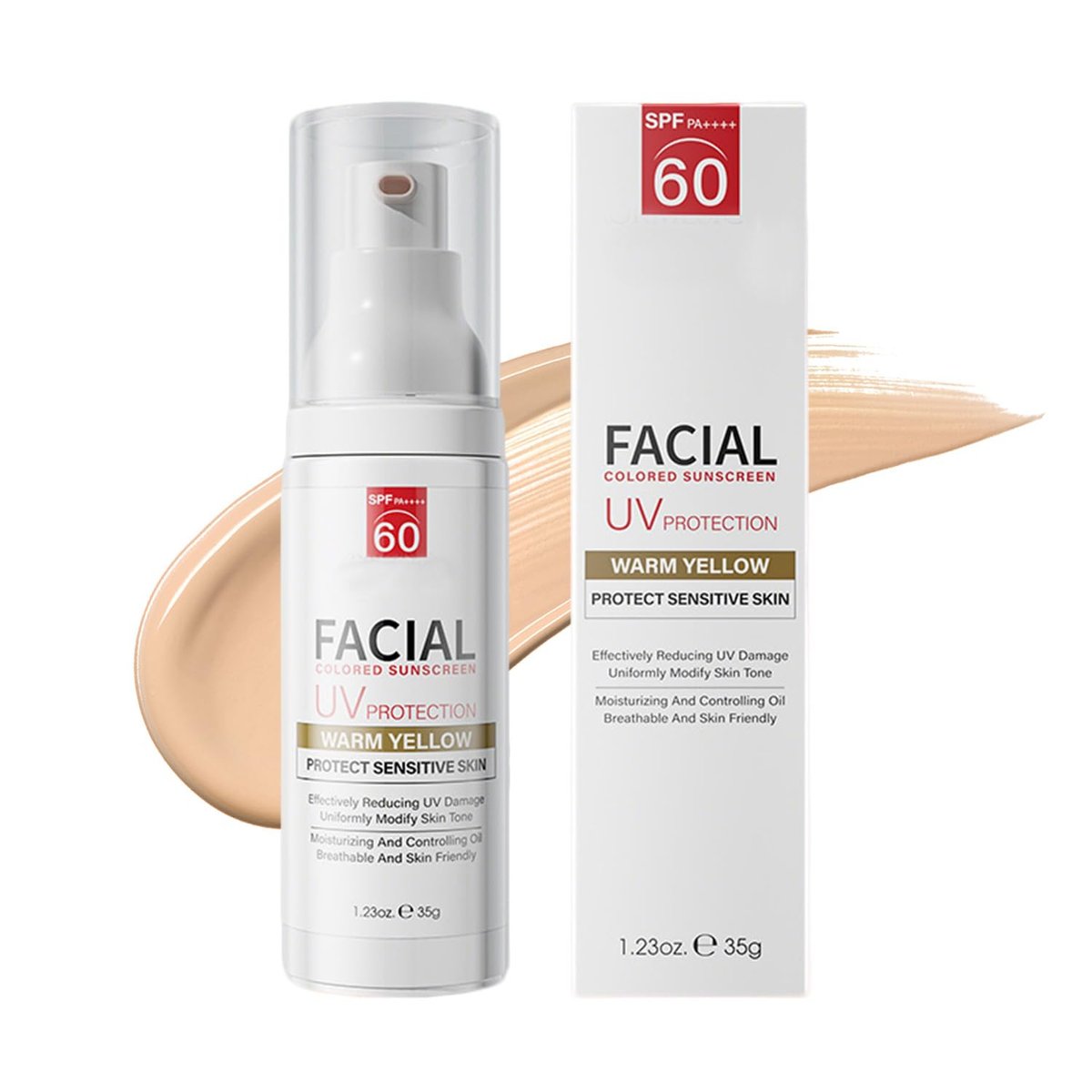 Tinted Mineral Face Sunscreen SPF 60 with Hyaluronic Acid - Ultra-Lightweight, Non-Greasy Tinted Moisturizer - görsel 1