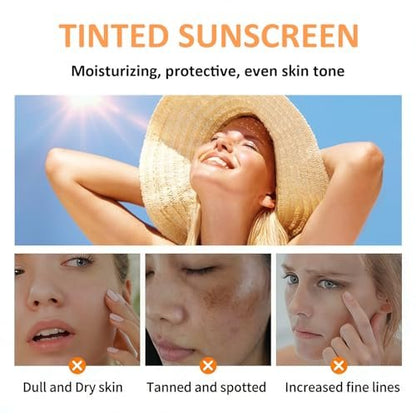 Tinted Mineral Face Sunscreen SPF 60 with Hyaluronic Acid - Ultra-Lightweight, Non-Greasy Tinted Moisturizer