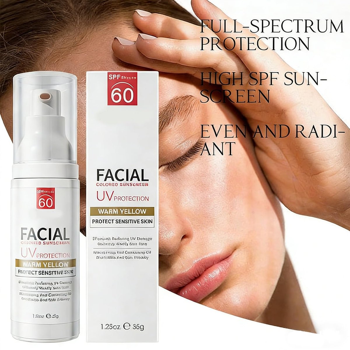 Tinted Mineral Face Sunscreen SPF 60 with Hyaluronic Acid - Ultra-Lightweight, Non-Greasy Tinted Moisturizer - görsel 3