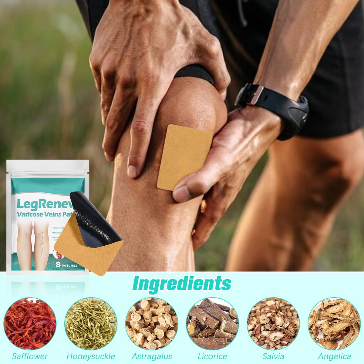 LustraBloom Leg Renew Varicose Veins Patch – 2 Pack Natural Leg Care for All Skin Types Avelisse